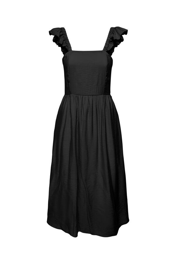 Only Vestido de lino espalda descubierta negro