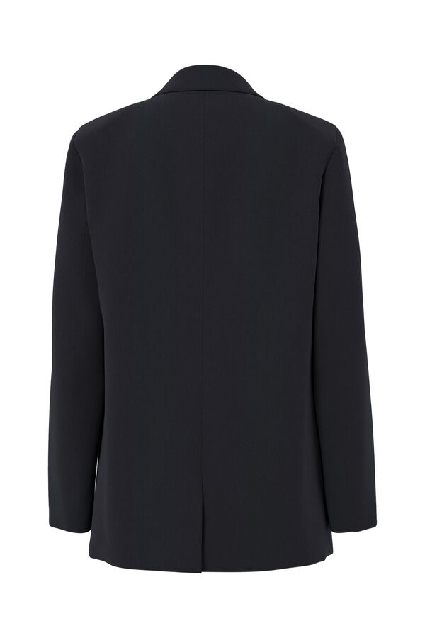 Pieces Blazer oversize sem bot&otilde;es preto
