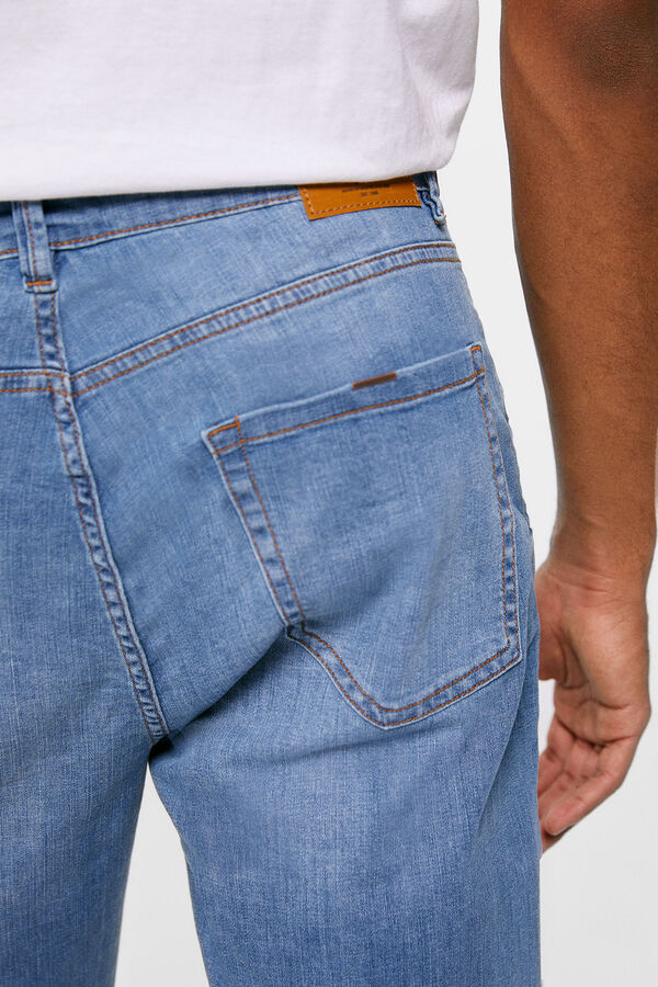 Springfield Bermuda jeans slim básica lavagem média azul aço