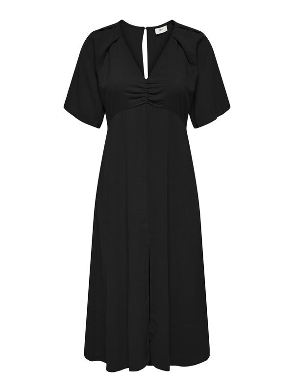 JDY Vestido midi decote V abertura preto