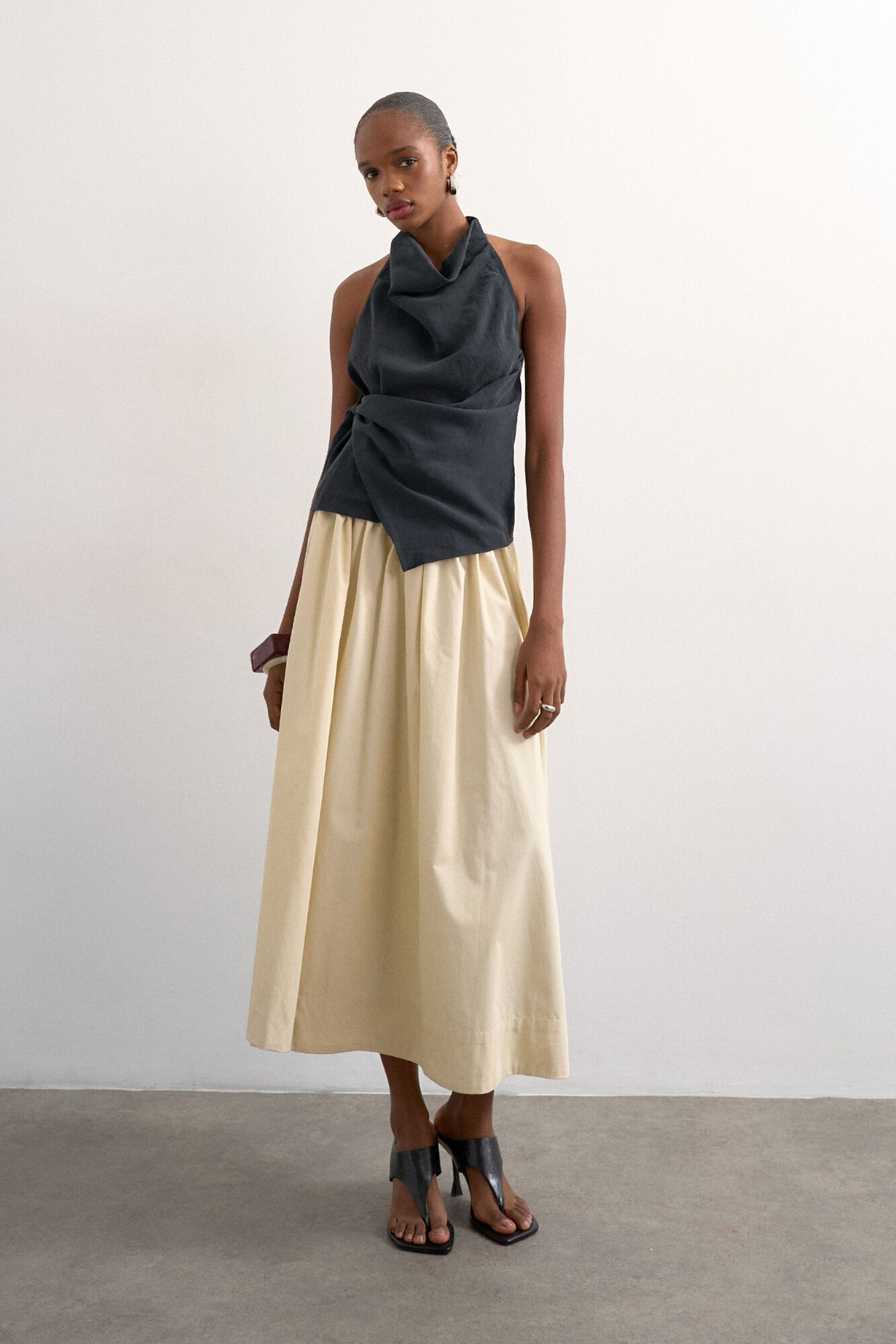 Topshop Saia comprida com detalhe franzido