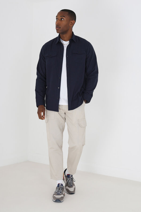 Brave Soul Camisa manga comprida com bolsos azul