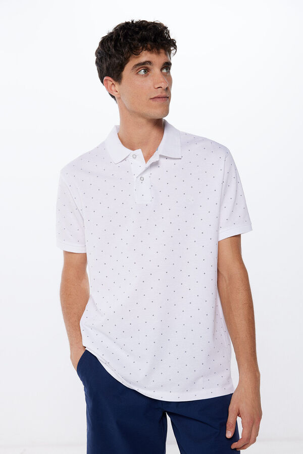 Springfield Polo piqu&eacute; estampado regular fit branco