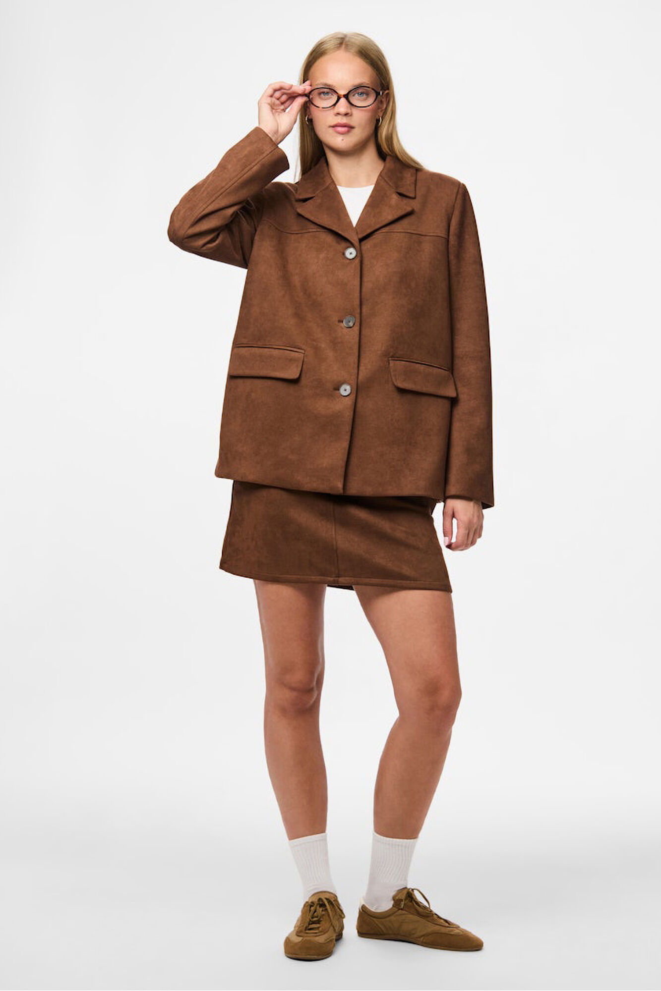 Pieces Blazer de camur&ccedil;a