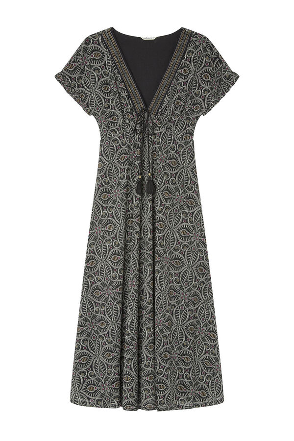 Springfield Vestido Midi Escote Cenefa negro