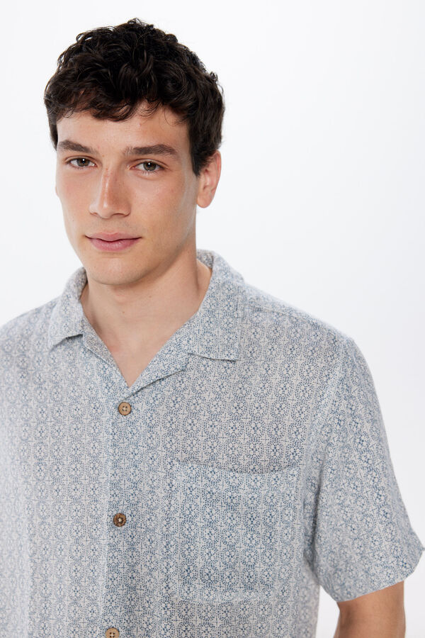 Springfield Camisa r&uacute;stica estampada azul