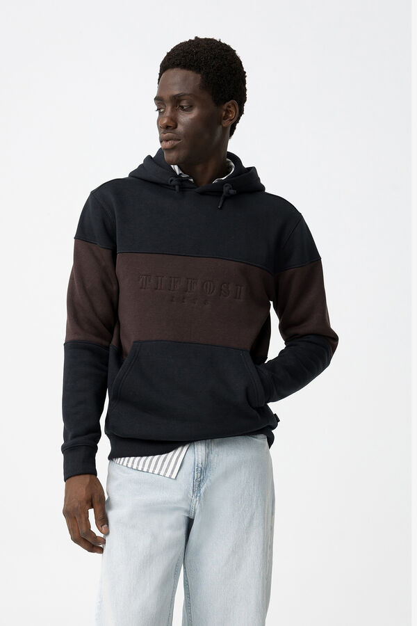 Tiffosi Moletom com capuz e bordado frontal azul