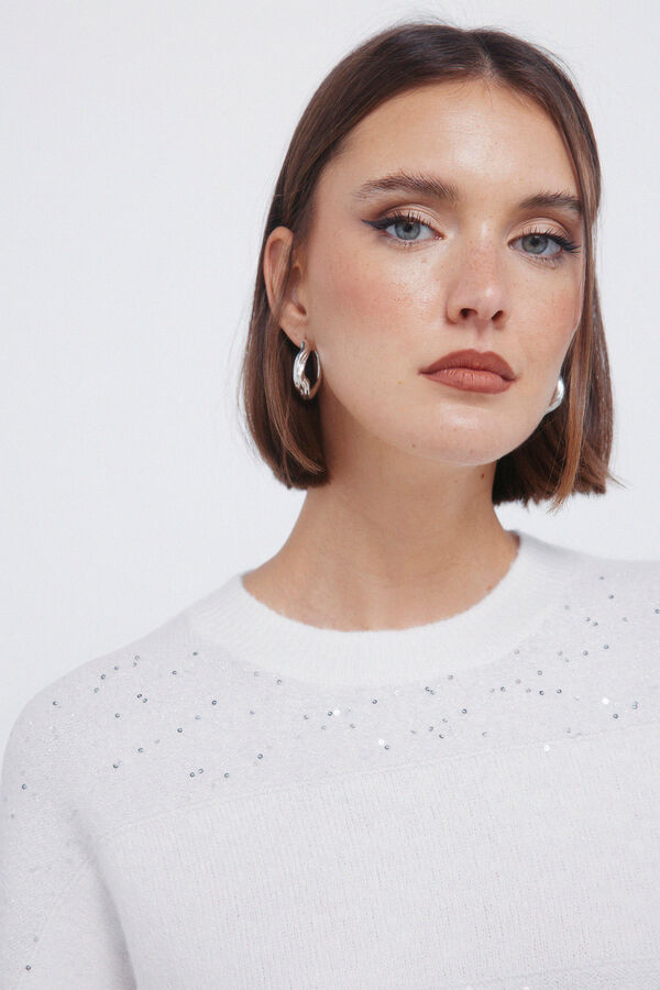 Springfield Jersey rayas lentejuelas blanco