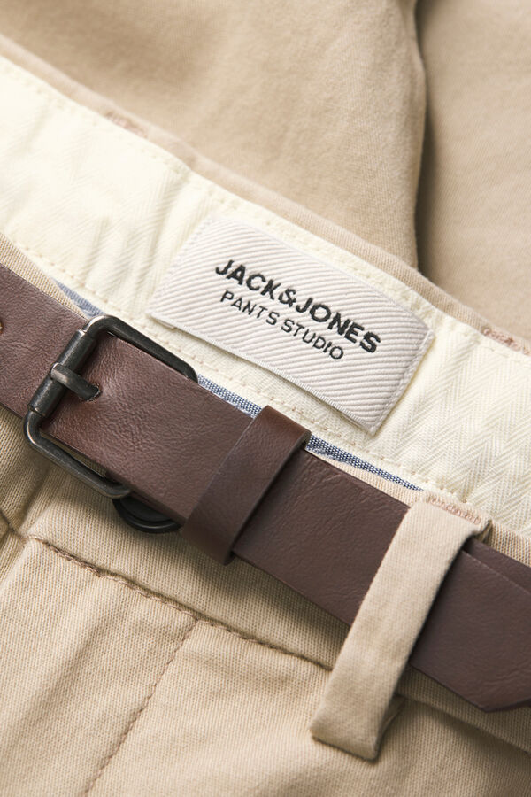 Jack & Jones PLUS Bermudas chino con cintur&oacute;n beige
