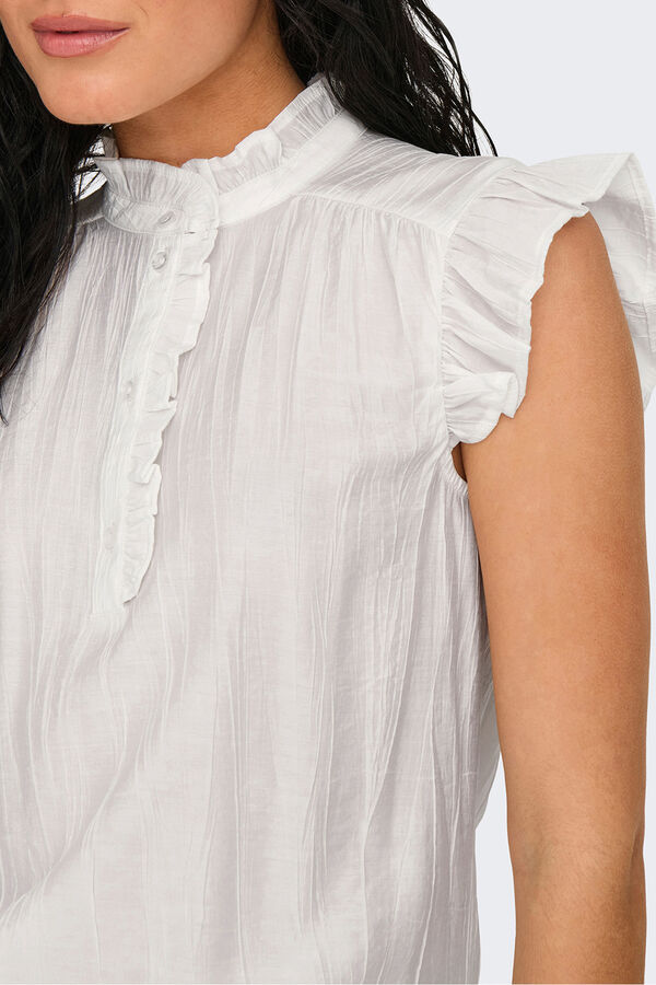 JDY Blusa sin mangas volantes blanco