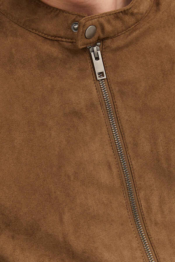 Jack & Jones PLUS Chaqueta biker efecto piel PLUS tostado