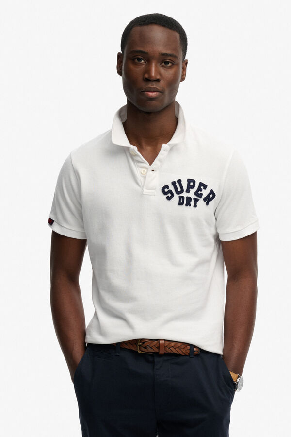 Superdry Polo de piqu&eacute; manga curta branco