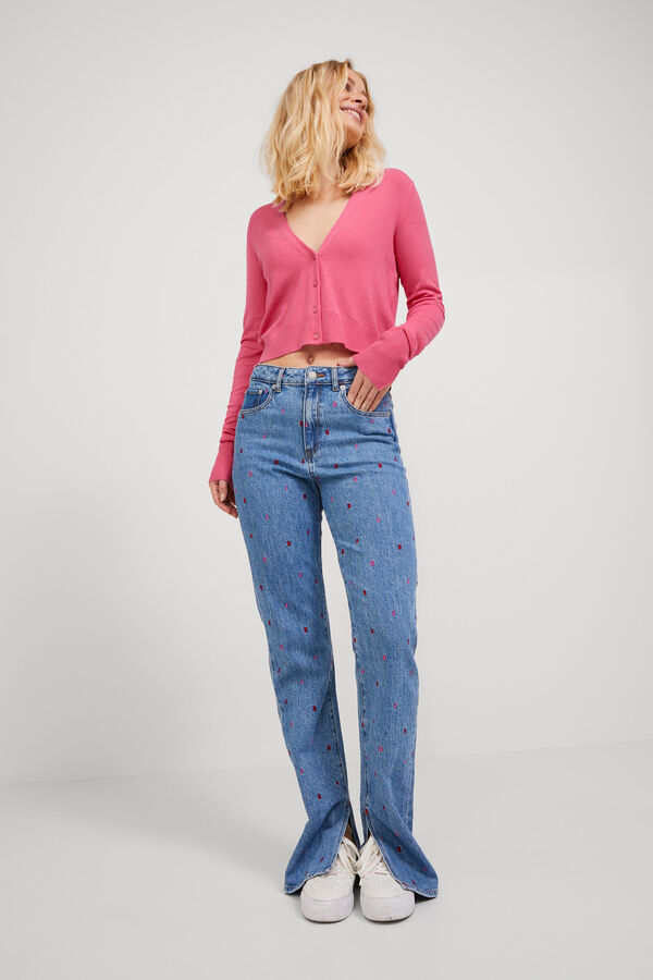 Jack & Jones C&aacute;rdigan crop de punto fino morado/lila