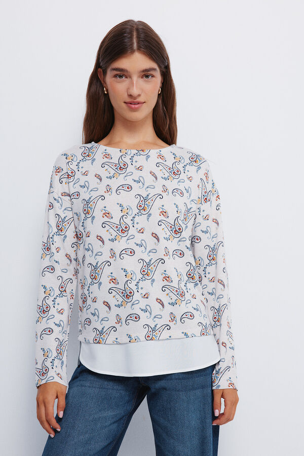 Springfield Camiseta estampada combinada tostado