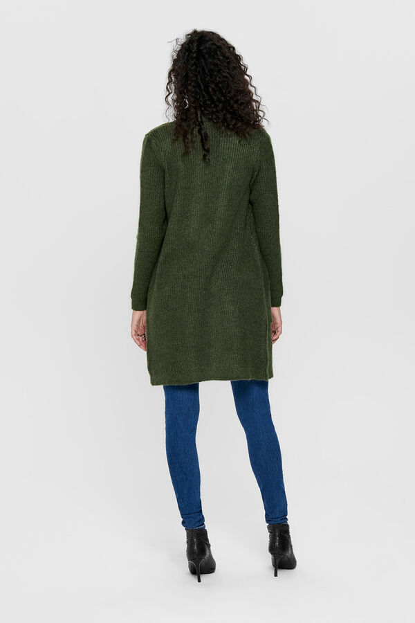Only Casaco de malha midi com bolsos verde