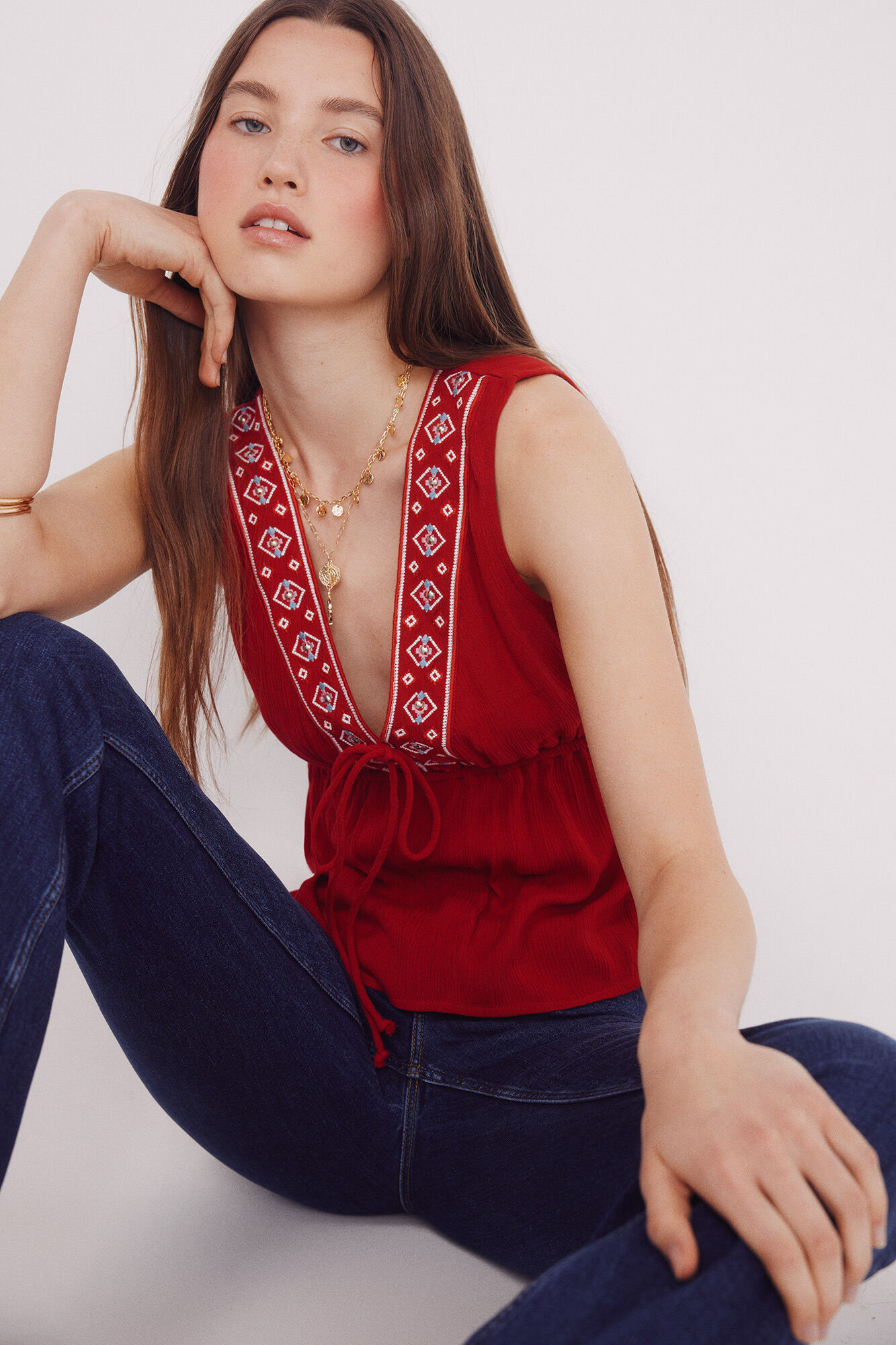 Springfield Blusa decote com borda &eacute;tnica