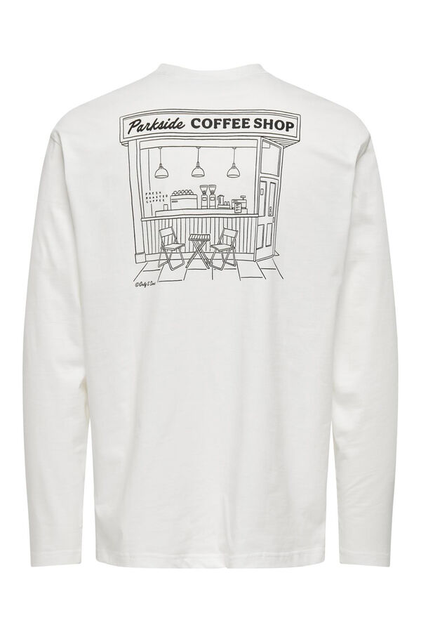 Only & Sons T-shirt de manga comprida com estampa nas costas branco