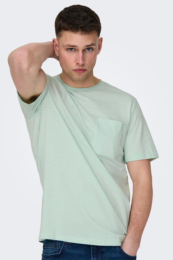 Only & Sons Camisola de manga curta com bolso cinzento