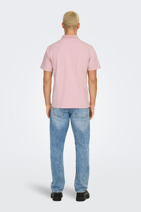 Only & Sons Herren- Poloshirt mit regular fit Passform. rosa