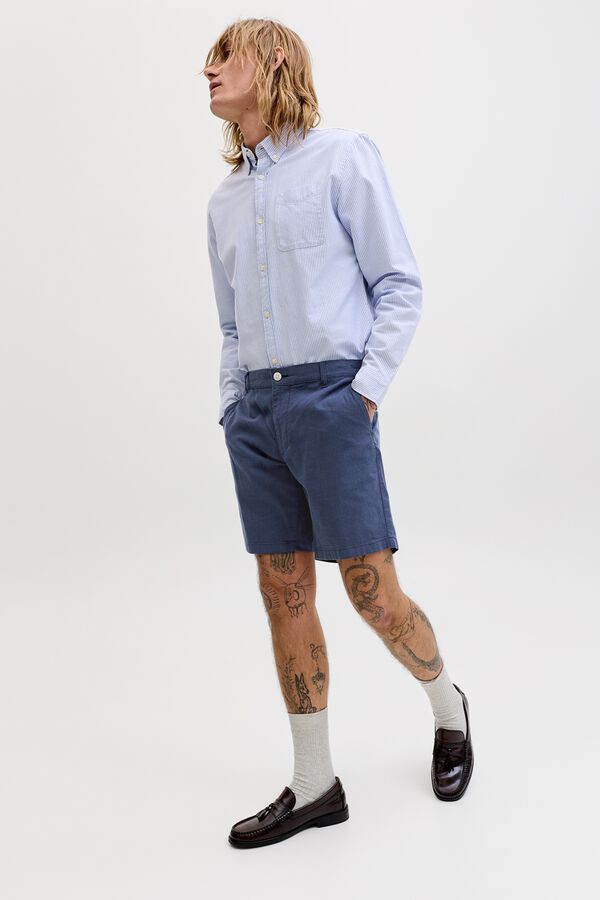 Jack & Jones Bermuda chino regular fit em linho azul