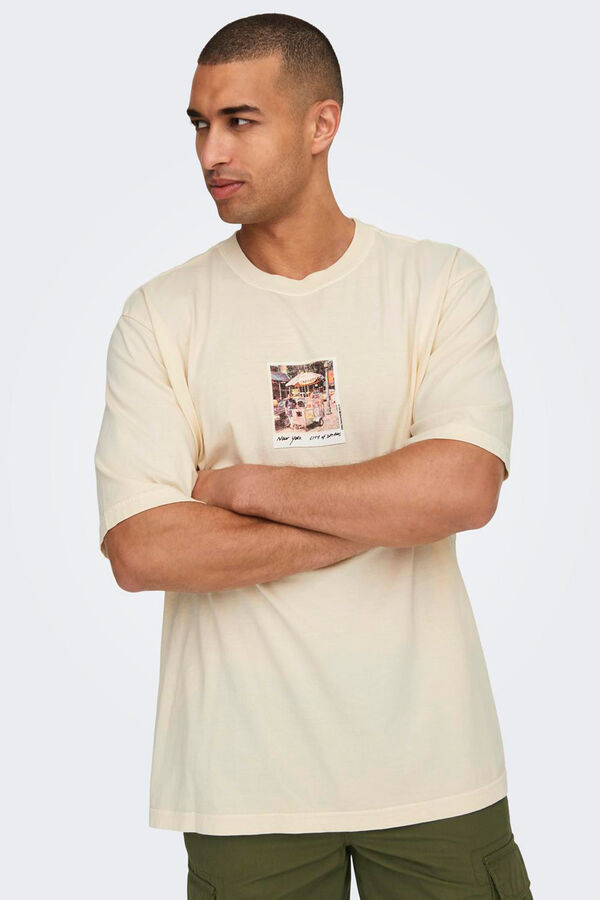 Only & Sons Camiseta manga curta com estampa nas costas branco