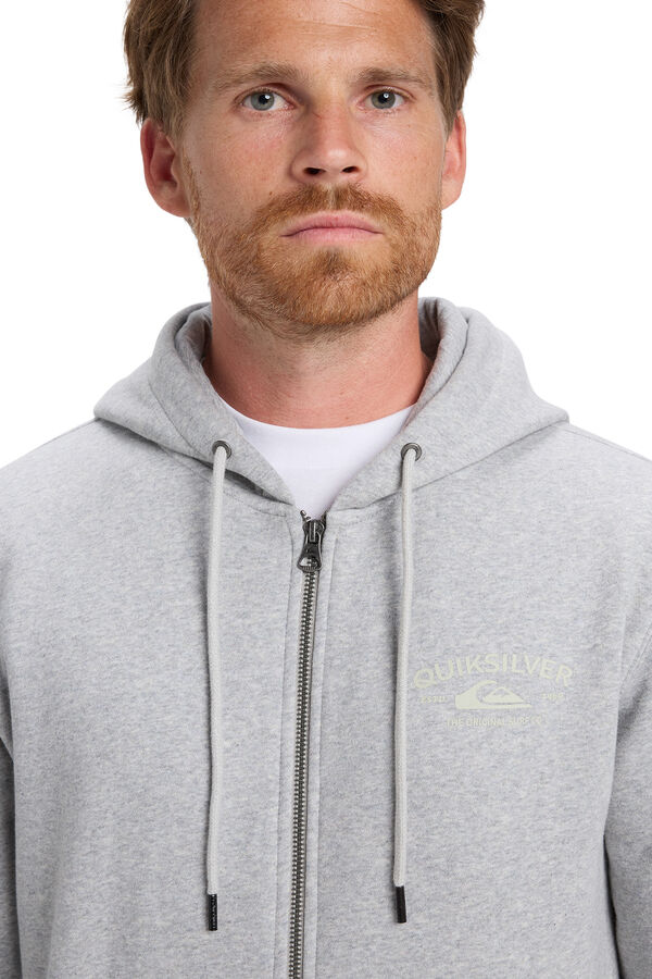Quiksilver ZipChest Logo - Sudadera con capucha y cremallera para hombre gris