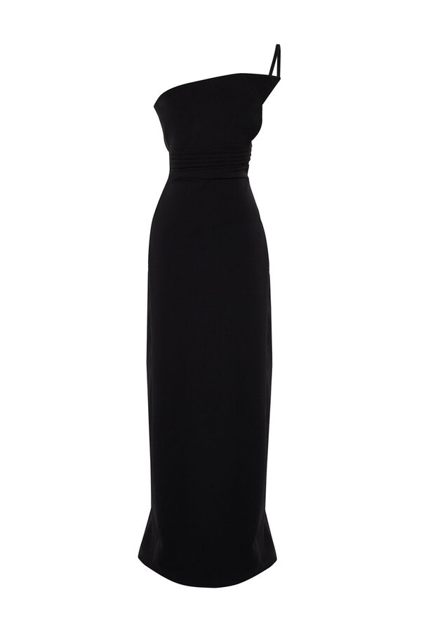 Trendyol Vestido largo asim&eacute;trico negro