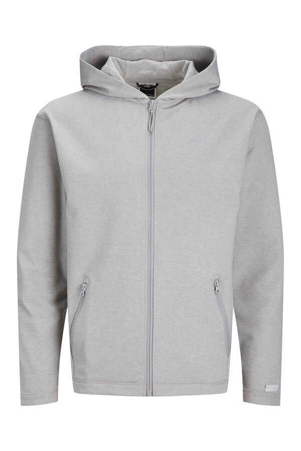 Jack & Jones PLUS Sweatshirt leve com fecho-&eacute;clair e capuz PLUS cinzento