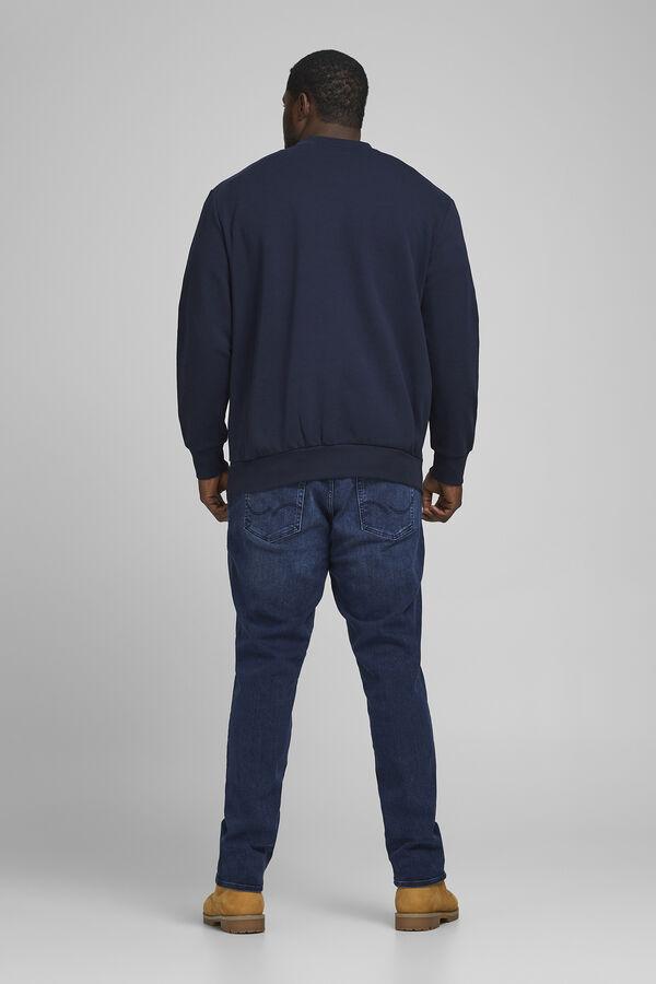 Jack & Jones PLUS Sudadera cuello redondo b&aacute;sica PLUS azul