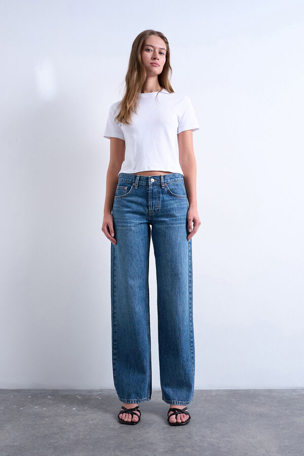 Topshop Jeans wide fit de tiro bajo azul