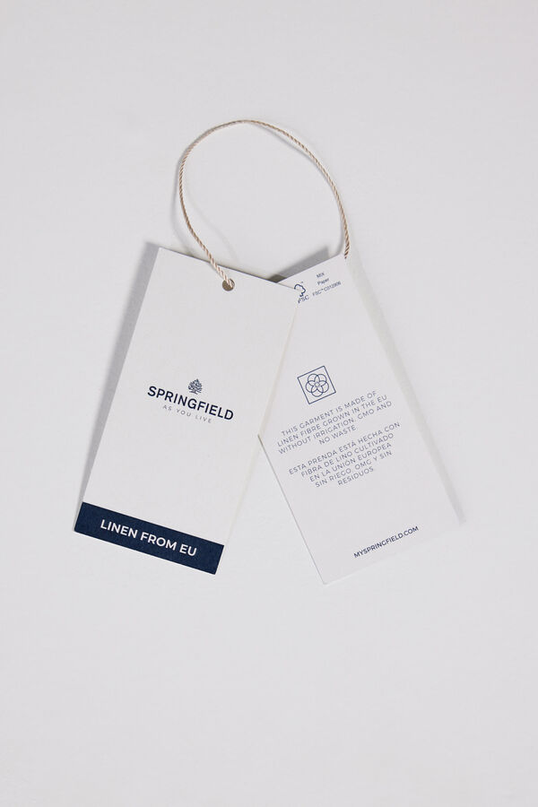 Springfield Camisa de manga curta linho impresso estampado