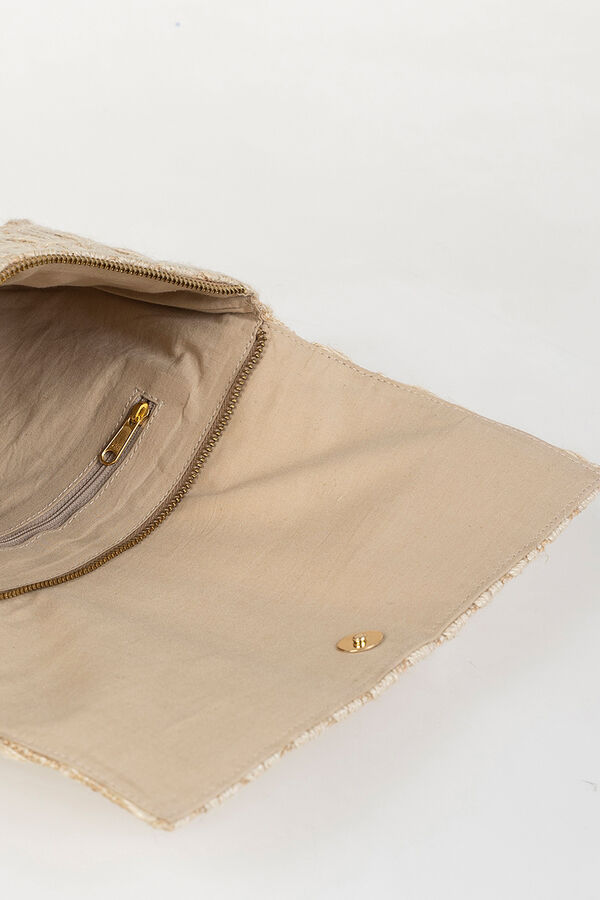 System Action Bolso de mano de rafia trenzado marfil