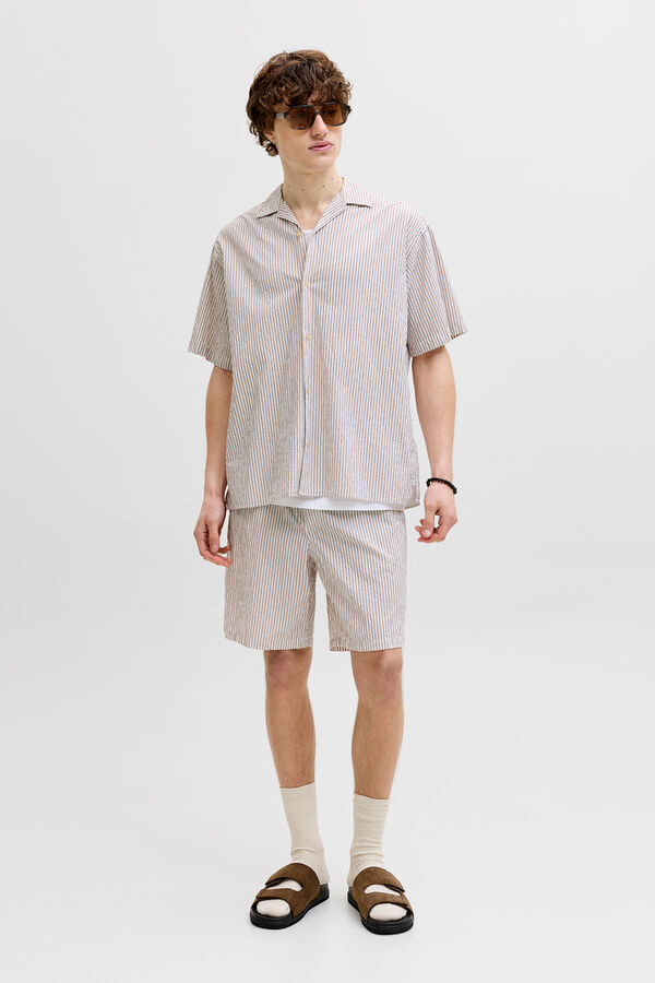 Jack & Jones Bermuda em seersucker de riscas cru