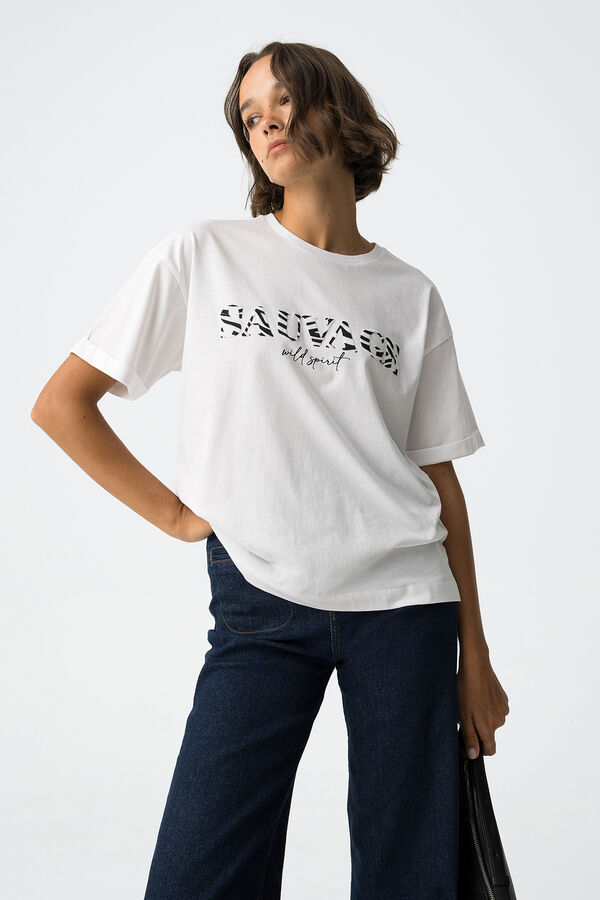Tiffosi Camiseta Relaxed con Estampado de Cebra blanco