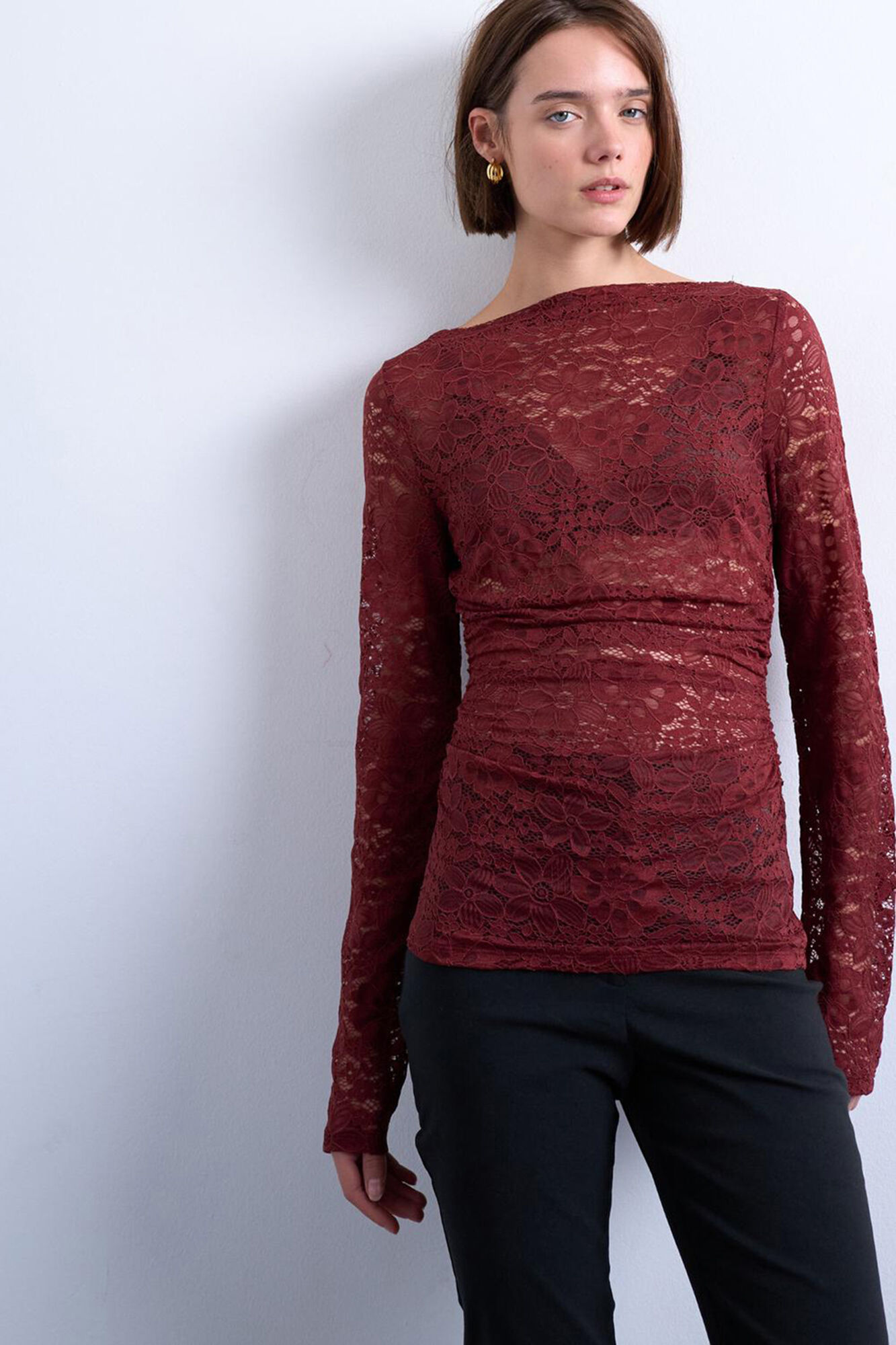 Topshop Top de lenceria de manga larga