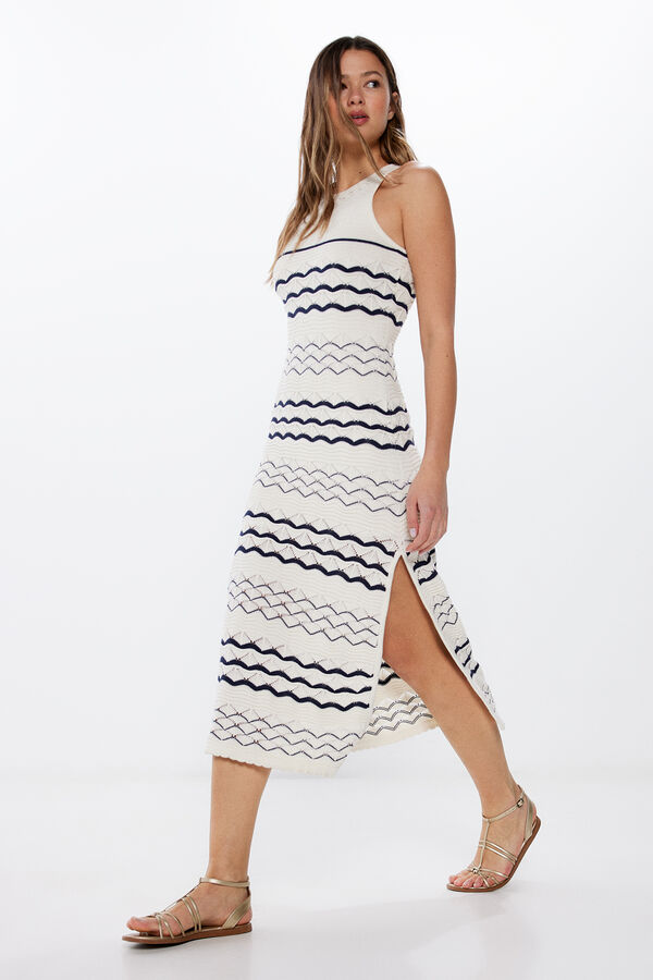 Springfield Vestido Midi Punto Pointelle estampado