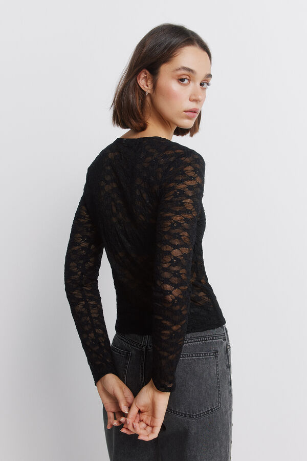 Springfield T-shirt flor de renda preto