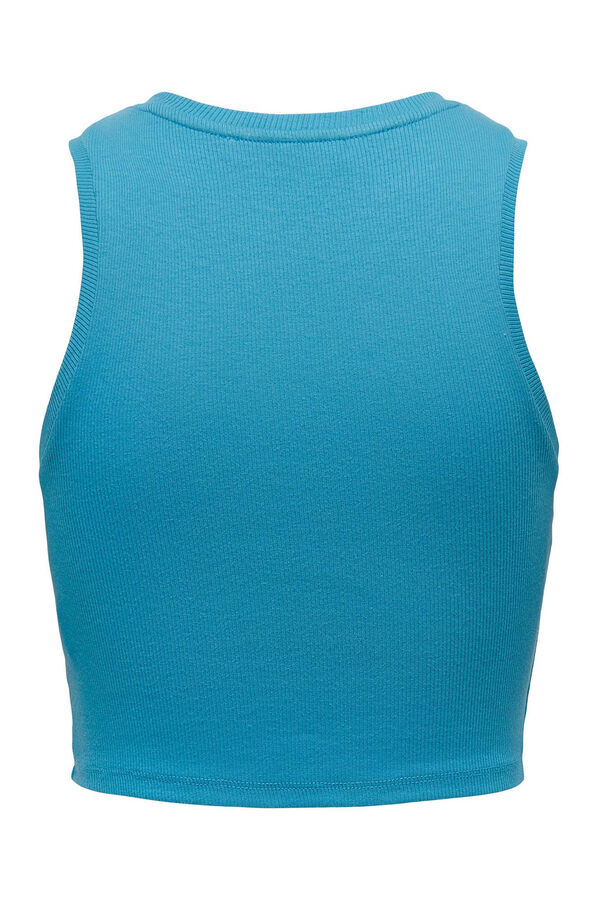 Only Top canelado gola halter azul