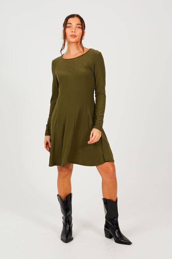 Brave Soul Vestido corto de manga larga verde