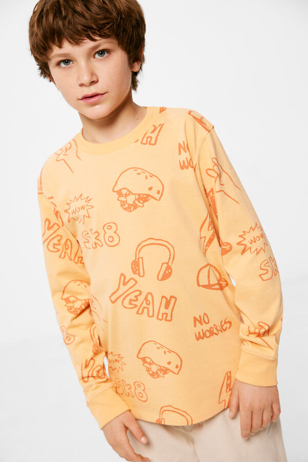 Springfield Kids Camiseta gruesa estampados skate ni&ntilde;o naranja
