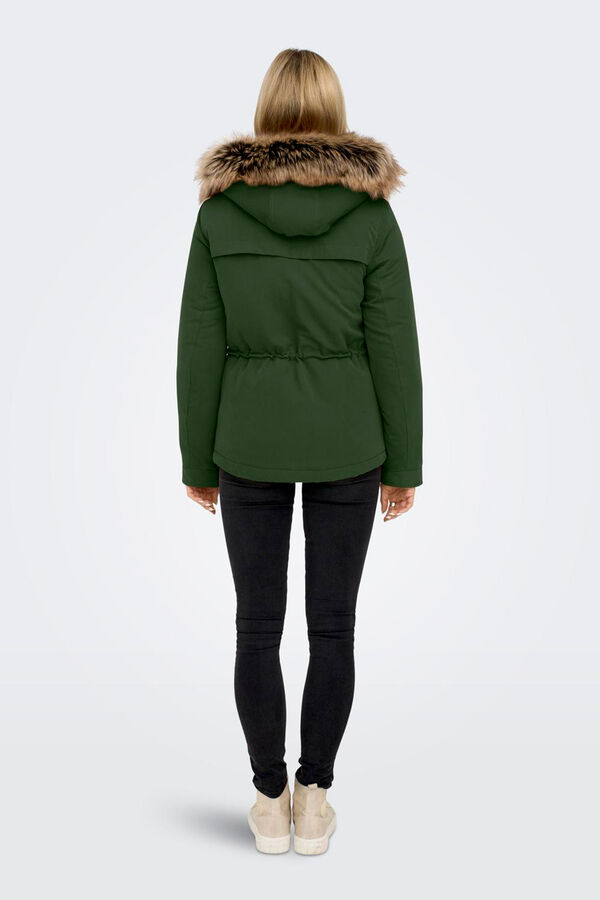 Only Parka con capucha con pelo verde