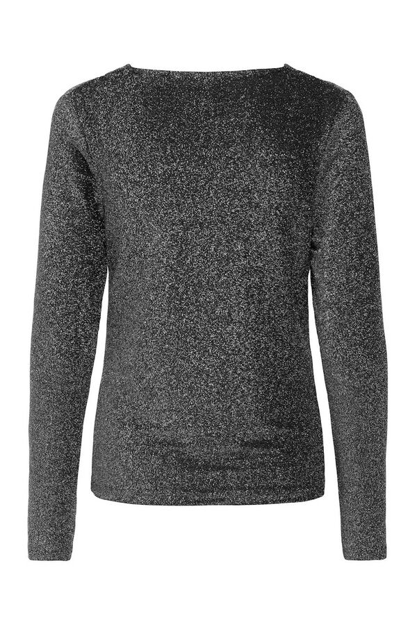 Only Top drapeado com glitter cinzento