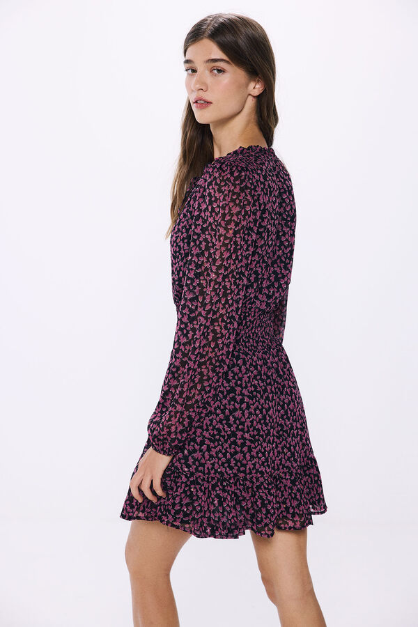 Springfield Vestido corto gasa flores lurex morado/lila