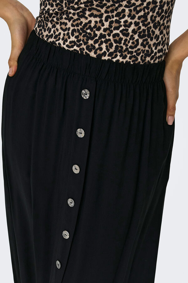 Only Falda midi botones frontales negro