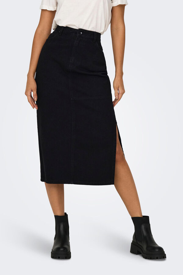 JDY Falda midi tubo abertura negro