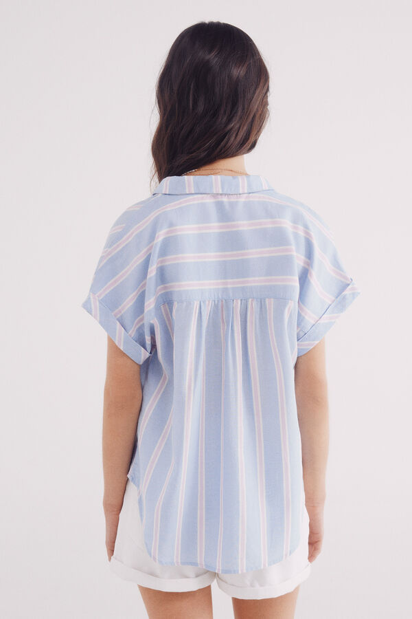 Springfield Camisa Oxford de manga curta azul