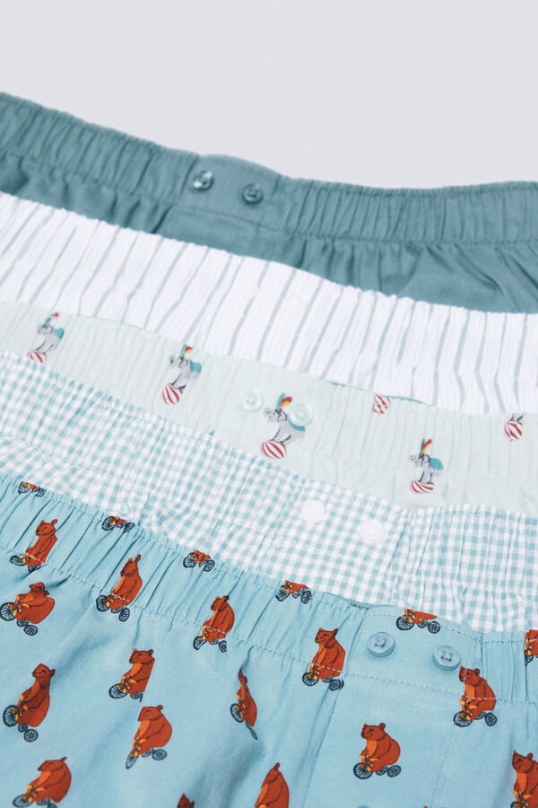 Springfield Pacote com 5 cuecas de popelina estampadas azul