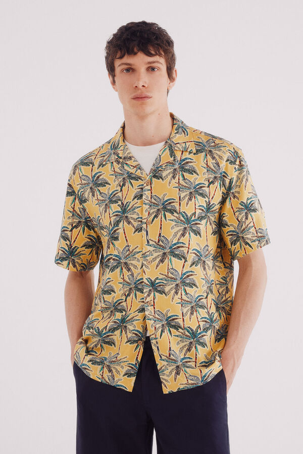 Springfield Camisa de manga curta de viscose estampado estampado
