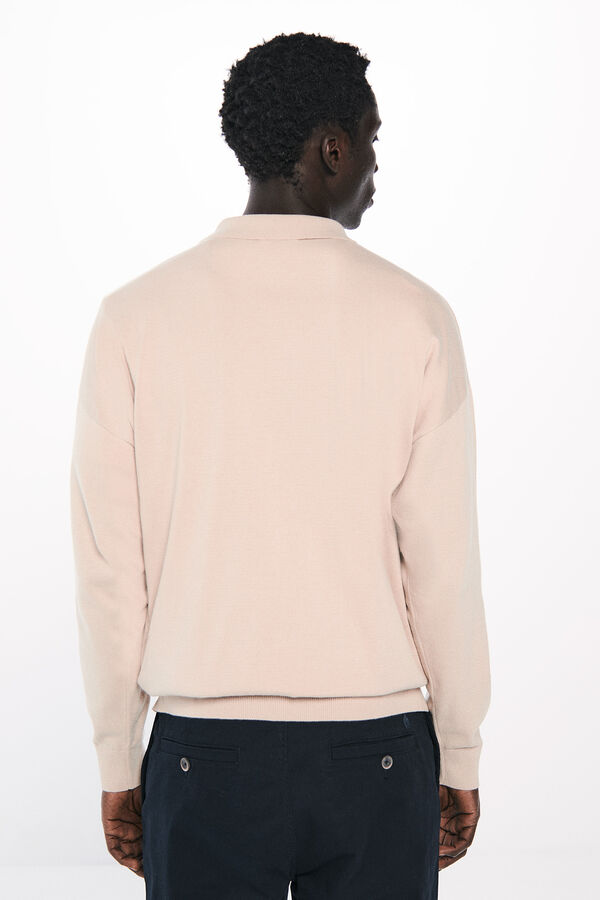 Springfield Jersey cuello polo cremallera beige