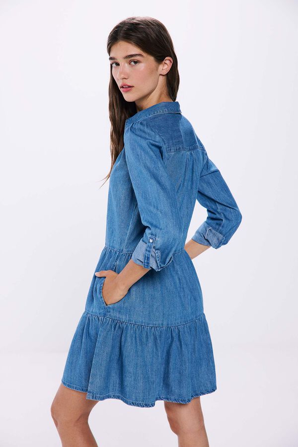 Springfield Vestido denim algod&atilde;o azul